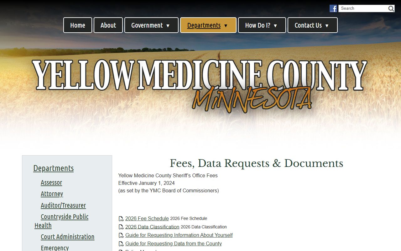 Yellow Medicine County Jail records data practices request page